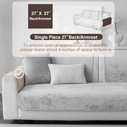 Aucrovee Easy Clean Couch Cover for Dogs,Non Slip Sofa Covers Washable for 3 Cushion Couch Sofa Sectional Sofa Slipcover, Furniture Protector (1 PCS 36"x36" Black) - Image 2