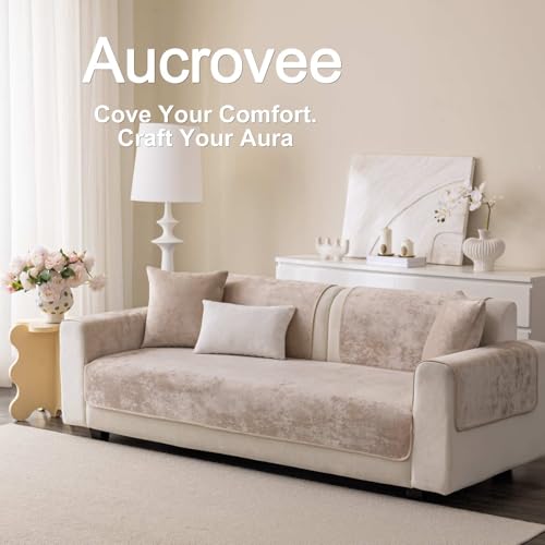 Aucrovee Easy Clean Couch Cover for Dogs,Non Slip Sofa Covers Washable for 3 Cushion Couch Sofa Sectional Sofa Slipcover, Furniture Protector (1 PCS 36"x36" Black) - Image 4