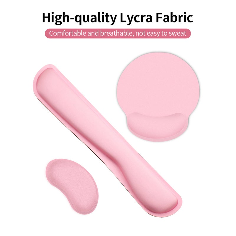 Ergonomic Wrist Rest: Green Memory Cotton Wrist Pad - Anti-slip Rubber Base Breathable Lycra Fabric Wrist Support Set for Office Computer Typing Gaming - Image 3