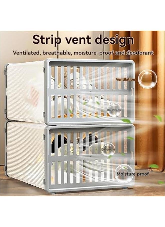 HOOKOR Large Shoe Storage Box, 6 Pcs Clear Plastic Stackable Shoe Organizer,Plastic Shoe Storage Stackable Organizer box,Space Saving Foldable Shoe Rack Sneaker Container Bin Holder  - Image 2