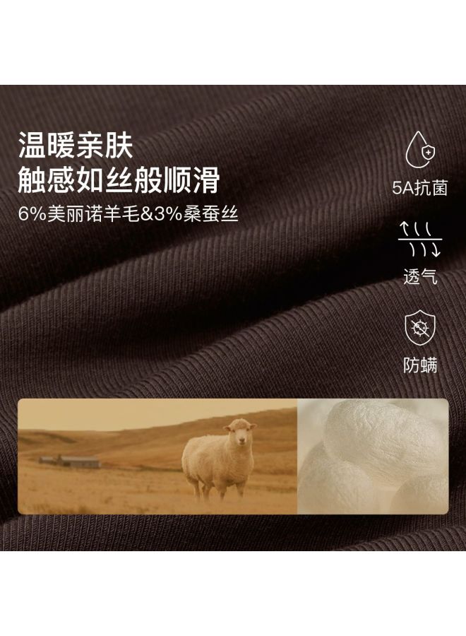 ubras [Solid Color Versatile] Square Neck Silk Wool Base Layer Long Sleeve Top For Women, Summer - Image 5
