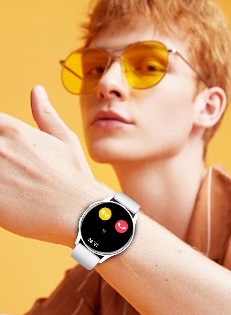 ساعة ذكية لمراقبة الصحة بالصوت من AI، ساعة معصم ذكية مقاومة للماء مع مكالمات بلوتوث، شاشة لمس كاملة، ساعة لياقة بدنية لاسلكية مع جراب من ألياف الكربون، (قطعة واحدة، سيليكون أسود مع حزام فولاذي صلب) - Image 4