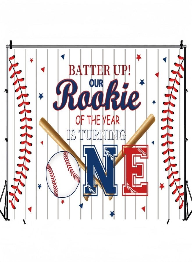 INRUI Baseball 1st Birthday Photography Backdrop Rookie of the Year for Boys Baby First Birthday Party Decorations Banner (6x4FT) - Image 1