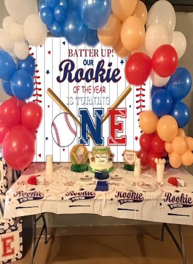 INRUI Baseball 1st Birthday Photography Backdrop Rookie of the Year for Boys Baby First Birthday Party Decorations Banner (6x4FT) - Image 2