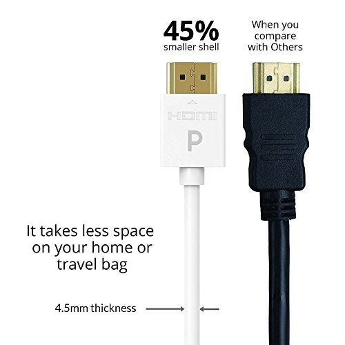Pacroban 2-Pack HDMI Cable - 6 Foot, Slim, 18Gbps High-Speed, 4K@60Hz, 2160p, ARC for SoundBar, HDR on 4K TV, Ethernet Ready, Thin & Flexible, White - Image 5