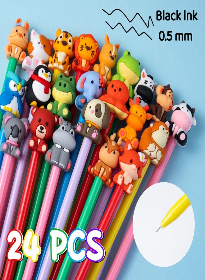 DMIGHT Cute Safari Animals Cartoon Gel Black Ink Pens,Random Kawaii Writing Pens,Assorted Styles Pens for School Office Home Student Kids Present (24) - Image 3