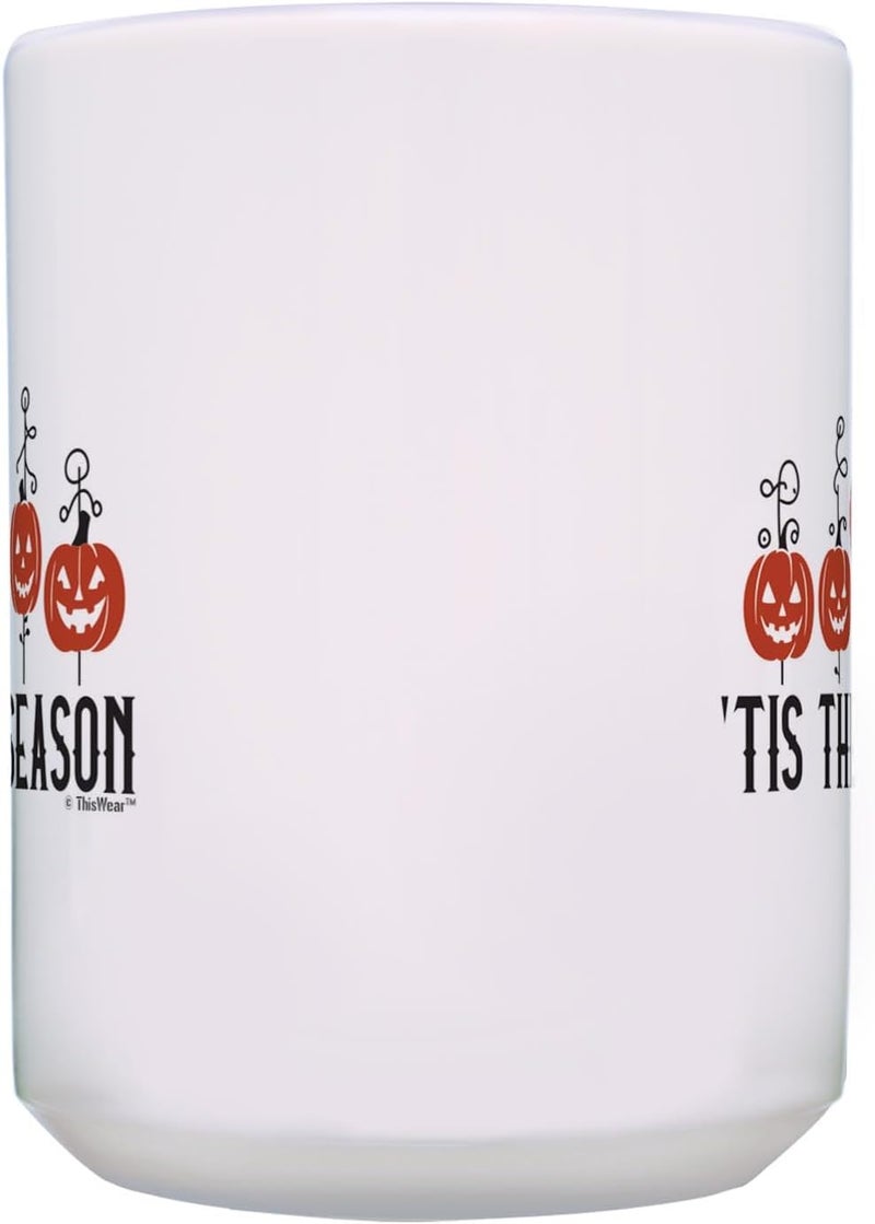 ThisWear Halloween Coffee Mug Tis the Season Jack o Lanterns 2 Pack 15oz Ceramic Coffee Mug Set - Image 4