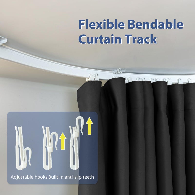 cbsroro Room Divider Curtains Ceiling Mounted Track Sets Extra Wide Blackout Curtain Flexible Tracks for Bedroom Privacy Partition Separator, 1 Panel Black Drape and White Rail, W8.3 x H7ft - Image 5