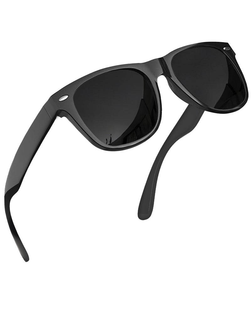grinderPUNCH Super Dark Black Lens Men's Sunglasses Retro Classic 80's Stylish Trendy Shades (Black) - Image 1