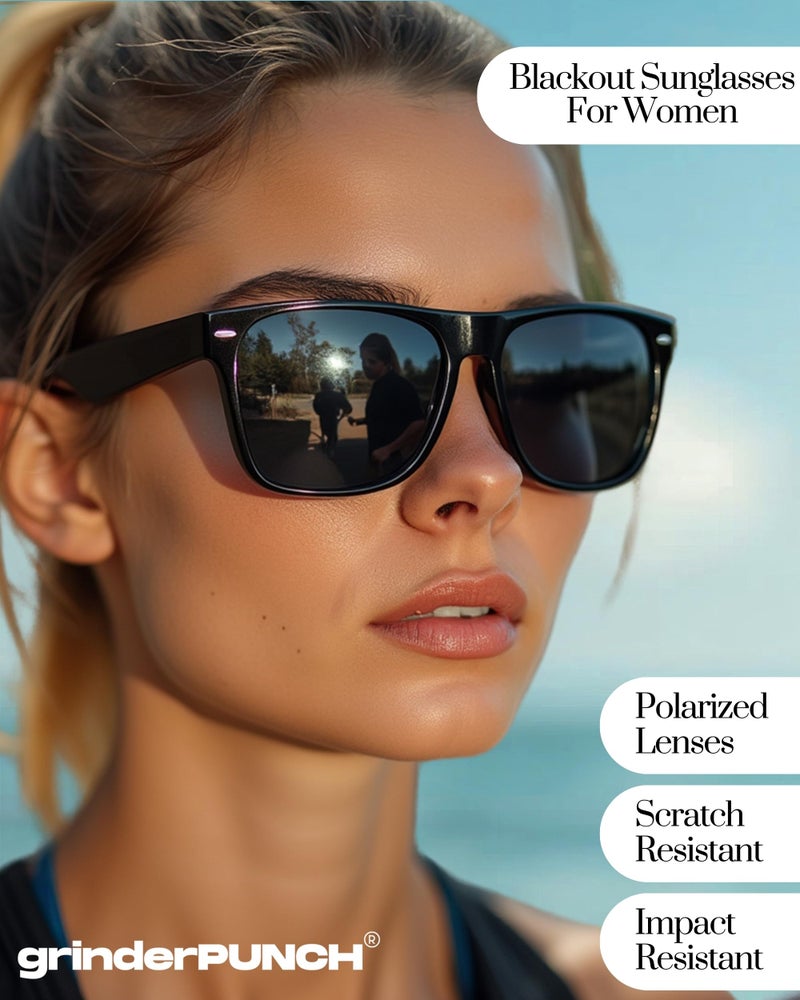 grinderPUNCH Super Dark Black Lens Men's Sunglasses Retro Classic 80's Stylish Trendy Shades (Black) - Image 4