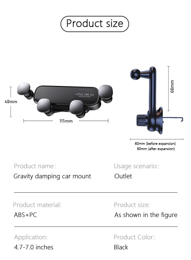 CAYGA Mobile Holder For Car,Car Phone Holder Vent Phone Mount Gravity Cell Phone Holder Vent with Rotatable Swing Arm Hands Free Universal Extension Clip Air Phone Holder Car Fit for 4.7-7" Phones iPhone Samsung - Image 5