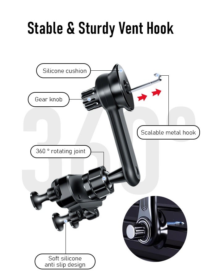 CAYGA Mobile Holder For Car,Car Phone Holder Vent Phone Mount Gravity Cell Phone Holder Vent with Rotatable Swing Arm Hands Free Universal Extension Clip Air Phone Holder Car Fit for 4.7-7" Phones iPhone Samsung - Image 4