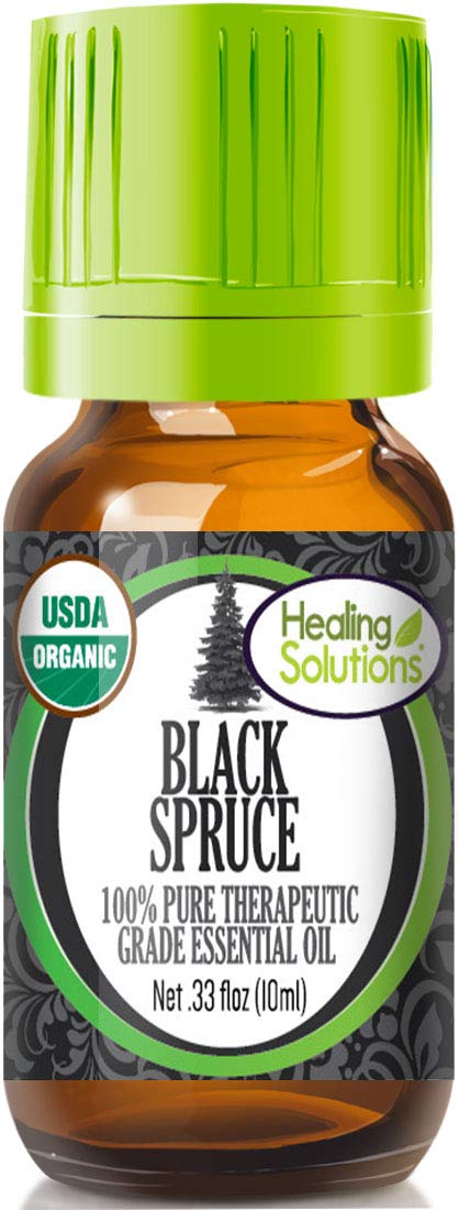Healing Solutions Black Spruce Essential Oil Organic Undiluted Pure 033 oz 10ml for Skin Diffuser