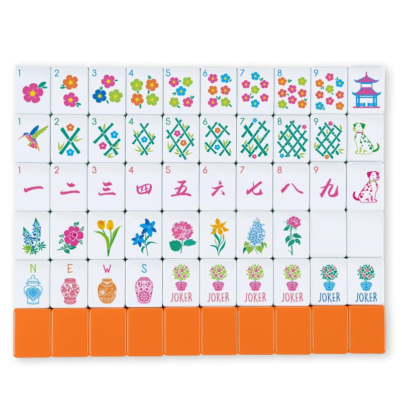 Arrowbash 160 Pcs Floral American Mahjong Set 12 Inch Flower Mahjong Tiles Set Melamine Hand Carved Pattern for Adult Mah Jong Tabletop Games Mah Jong Lovers Tiles OnlyOrangeStylish - Image 3