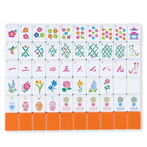 Arrowbash 160 Pcs Floral American Mahjong Set 12 Inch Flower Mahjong Tiles Set Melamine Hand Carved Pattern for Adult Mah Jong Tabletop Games Mah Jong Lovers Tiles OnlyOrangeStylish - Image 1