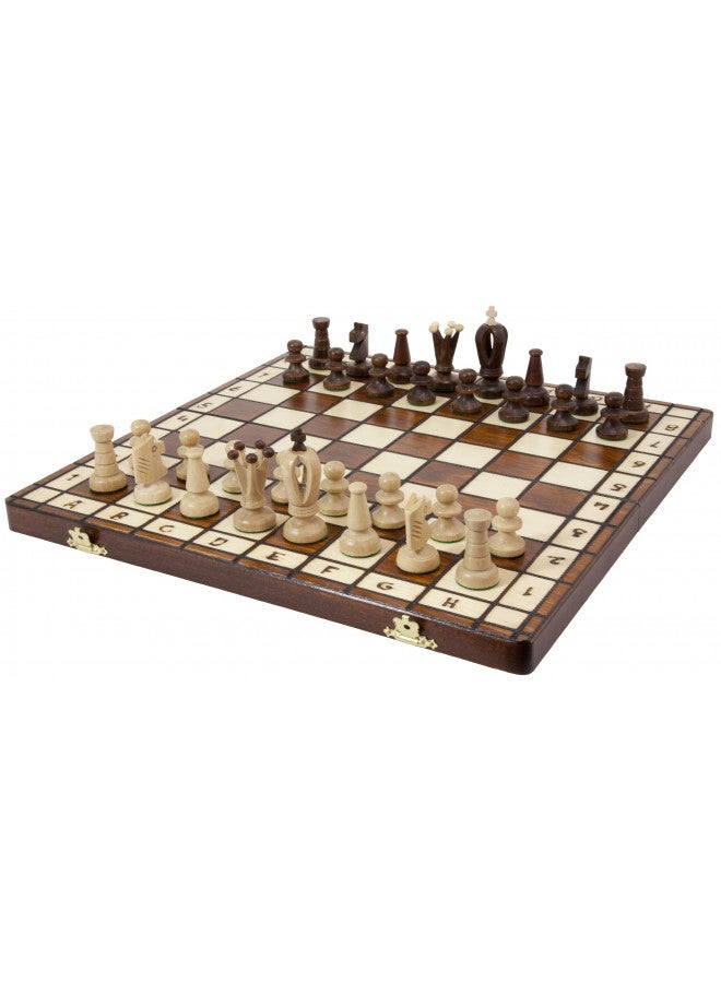 Wegiel Handmade Royal 36 European Chess Set - Wooden 14.2 Inch Board Hornbeam & Sycamore Pieces - Image 1