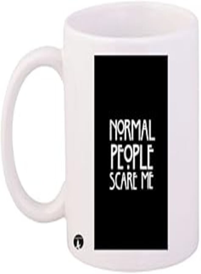 RYN PRINTED Normal People Scare Me Mug White Black Standard Size