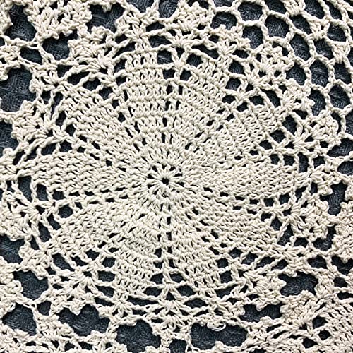 USTIDE 90 inch Handmade Crochet Tablecloth Beige Cotton Lace Tablecloths Elegant Kitchen Wedding Table Covers - Image 4