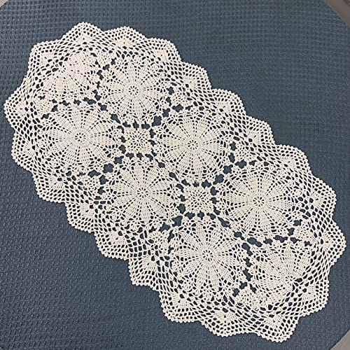 USTIDE 90 inch Handmade Crochet Tablecloth Beige Cotton Lace Tablecloths Elegant Kitchen Wedding Table Covers - Image 3