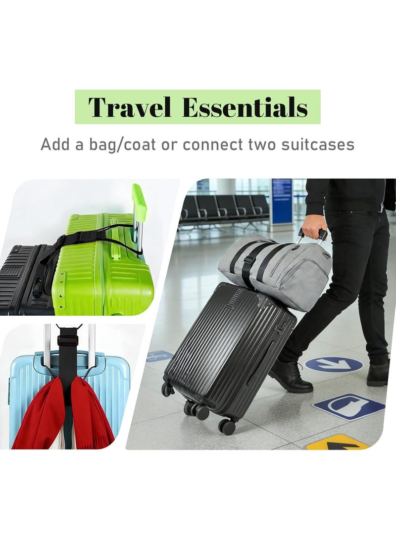 2 Pack Adjustable Luggage Connector Straps Black, Multi Purpose Elastic Suitcase Add A Bag Belt, Heavy Duty Travel Accessory for Stacking Carry On Bags & Luggage Bundling - Image 3