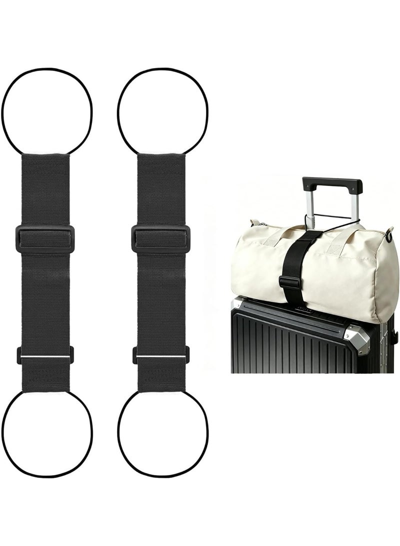 2 Pack Adjustable Luggage Connector Straps Black, Multi Purpose Elastic Suitcase Add A Bag Belt, Heavy Duty Travel Accessory for Stacking Carry On Bags & Luggage Bundling - Image 1