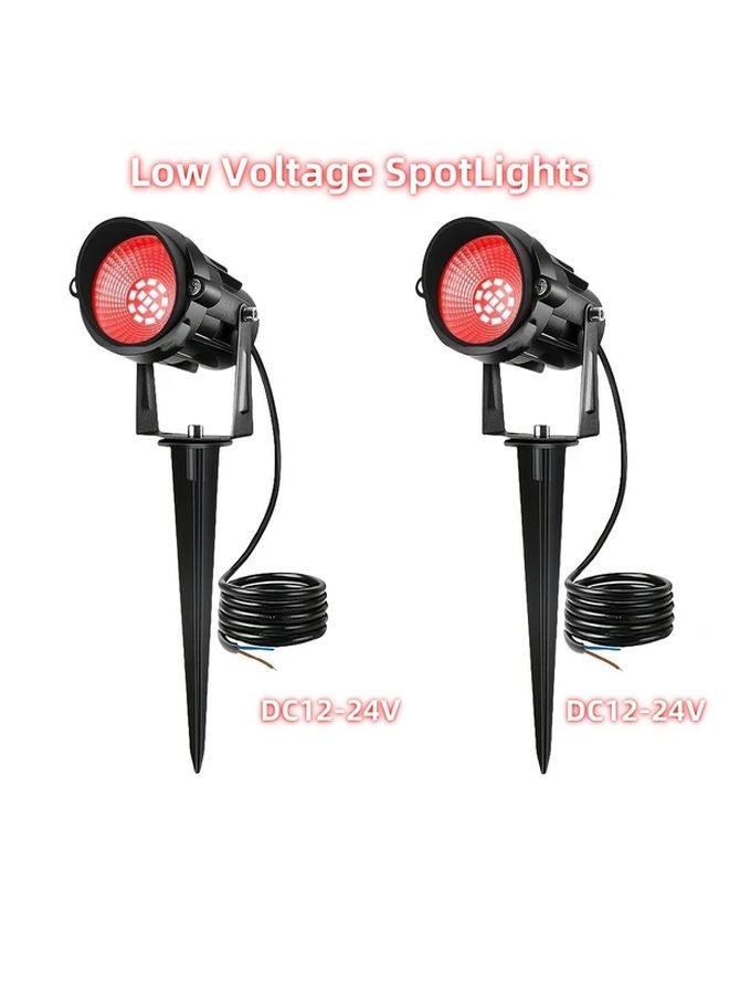 4Pc Red Low Voltage Landscape Lights Outdoor 6W DC12 24V IP66 Water Resistant - Image 1