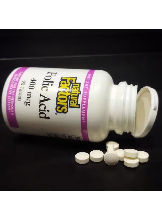 natural Factors Folic Acid, 400 mcg, 90 Tablets - Image 5