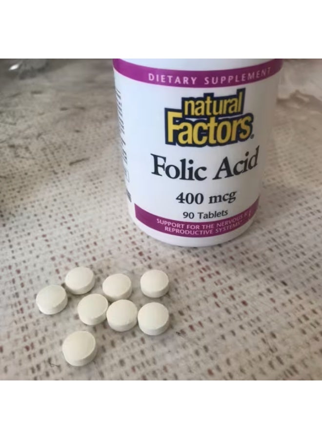 natural Factors Folic Acid, 400 mcg, 90 Tablets - Image 3