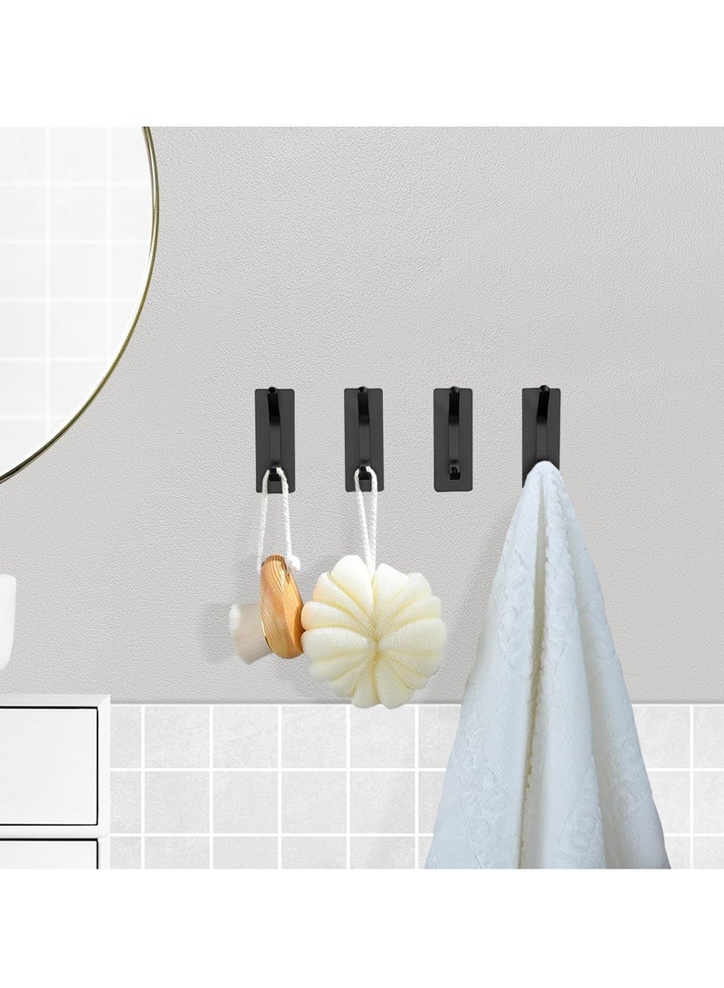 4-Pack Black Double-Hook Towel Hooks, No-Drill Self-Adhesive Wall Hooks, Rustproof Coat Hooks for Bathroom, Kitchen, and Home Storage - Image 5