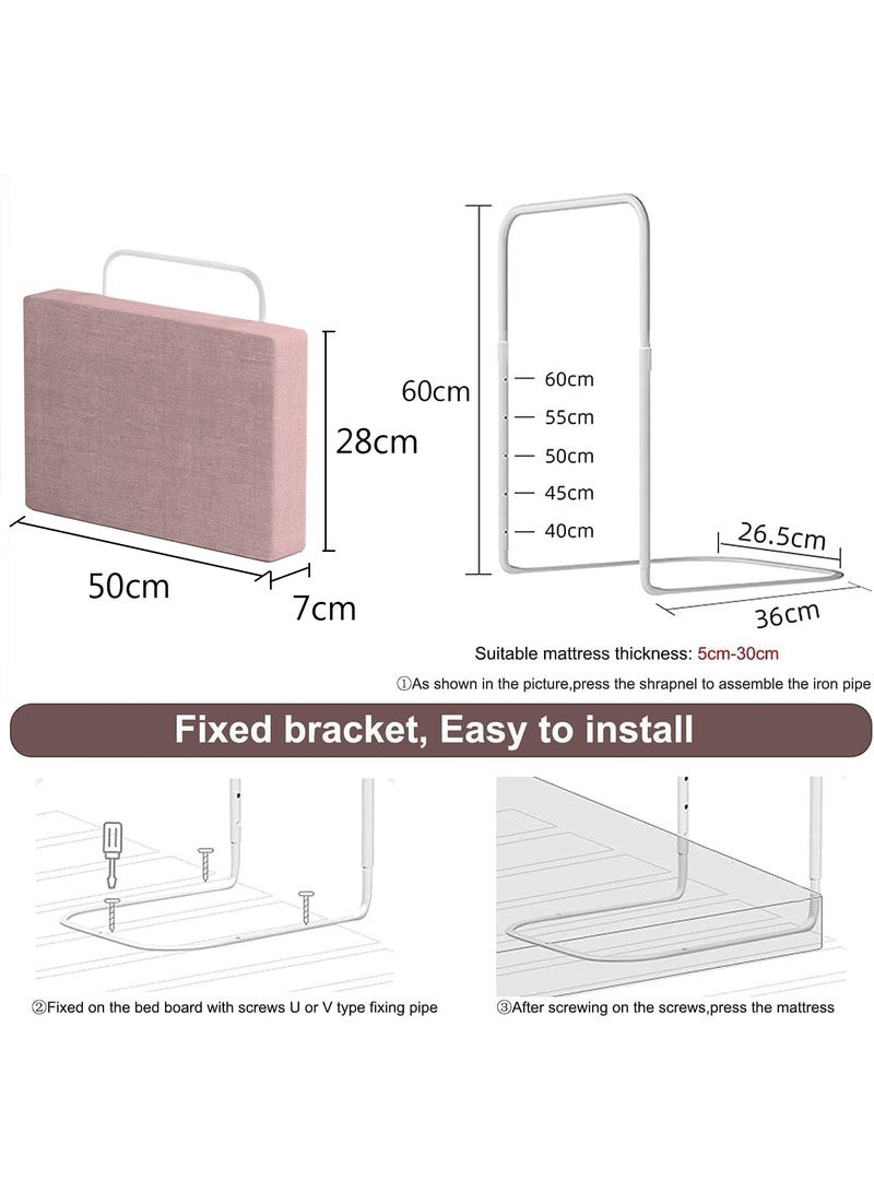 Baby Bed Rail Guard - Free Combination Bed Barrier 2pcs Soft Safety Bed Fence Falling Protector for Newborn Toddler & Kids Height Adjustable Universal Bed Guardrail (Pink)  - Image 2