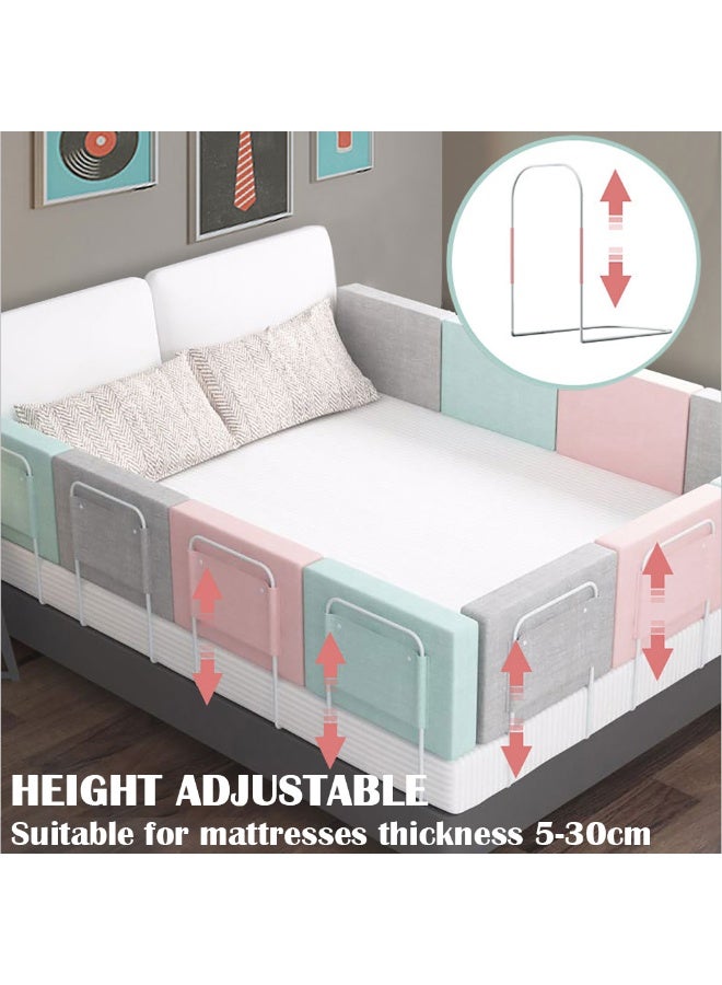 Baby Bed Rail Guard - Free Combination Bed Barrier 2pcs Soft Safety Bed Fence Falling Protector for Newborn Toddler & Kids Height Adjustable Universal Bed Guardrail (Pink)  - Image 5