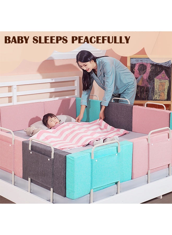 Baby Bed Rail Guard - Free Combination Bed Barrier 2pcs Soft Safety Bed Fence Falling Protector for Newborn Toddler & Kids Height Adjustable Universal Bed Guardrail (Pink)  - Image 4