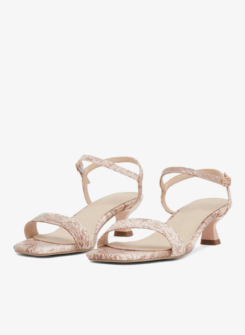 Styli Animal Textured Ankle Strap Kitten Heel Sandals - Image 2