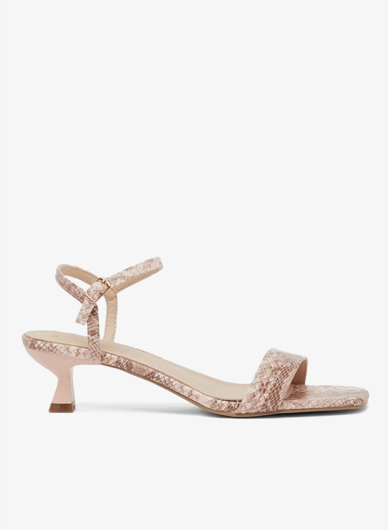 Styli Animal Textured Ankle Strap Kitten Heel Sandals - Image 1