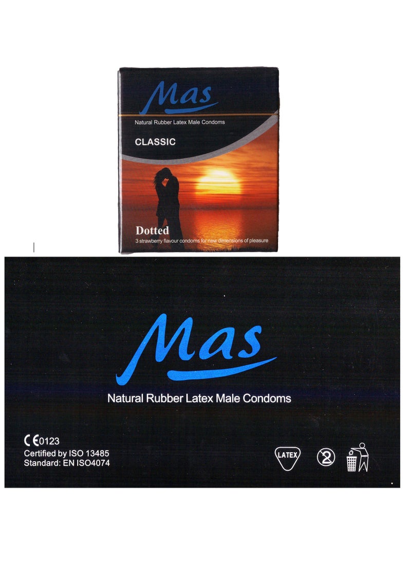 MAS MAS Classic Dotted Natural Latex Condoms, Pack of 24 Pack of 3 condoms  - Image 1