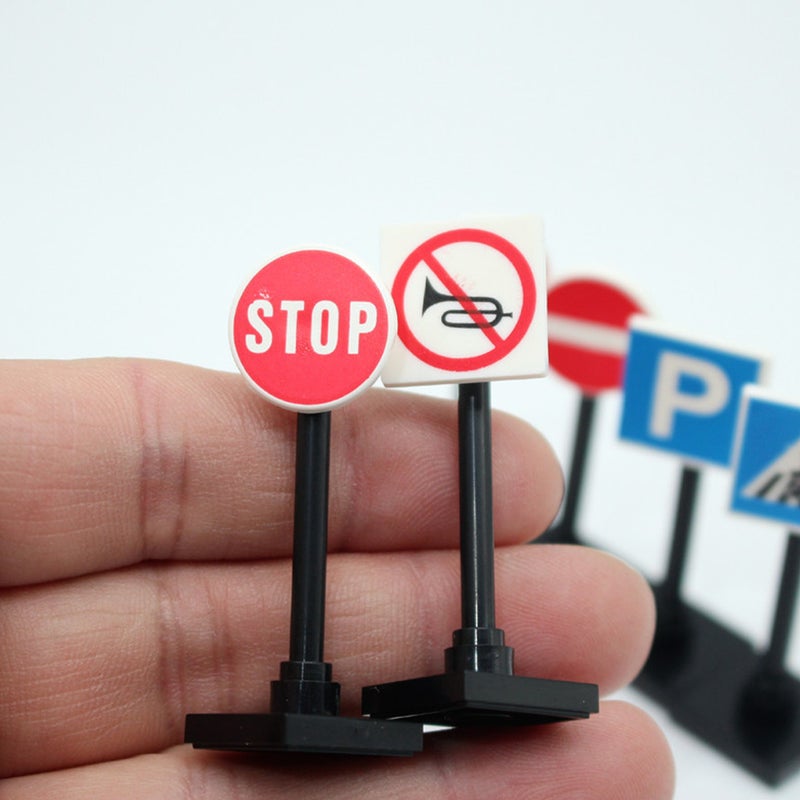 1 Set Doll House Traffic Sign Miniature Traffic Road Block Street Road Signs Playset - Image 4