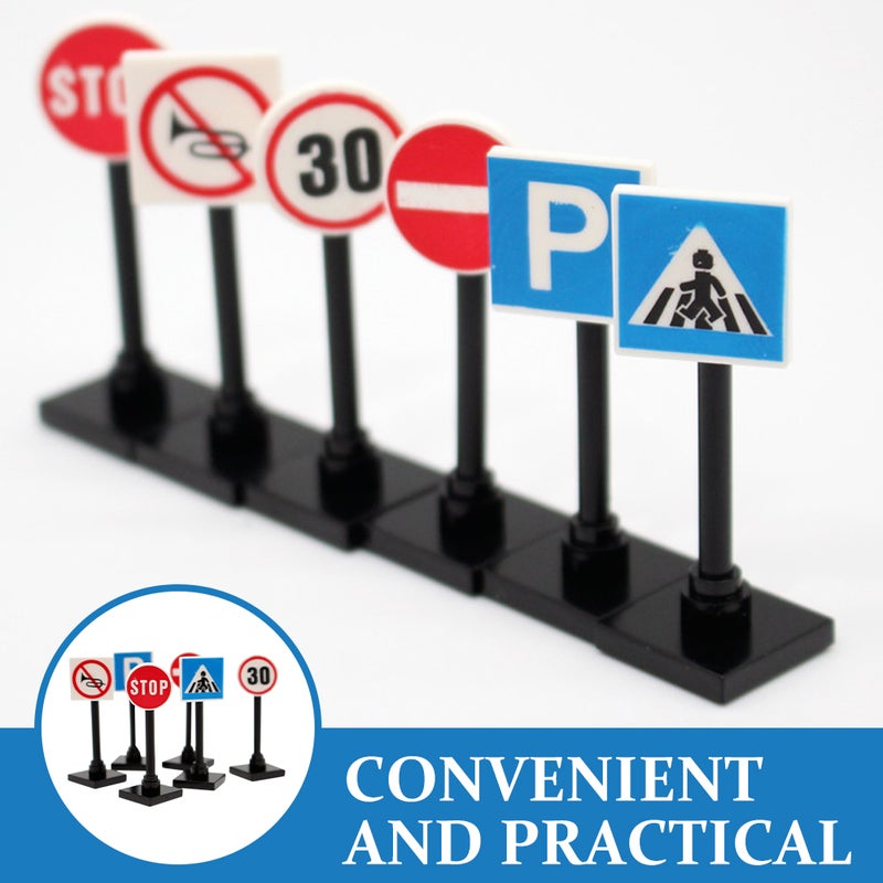 1 Set Doll House Traffic Sign Miniature Traffic Road Block Street Road Signs Playset - Image 2