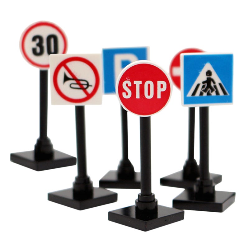 1 Set Doll House Traffic Sign Miniature Traffic Road Block Street Road Signs Playset - Image 1