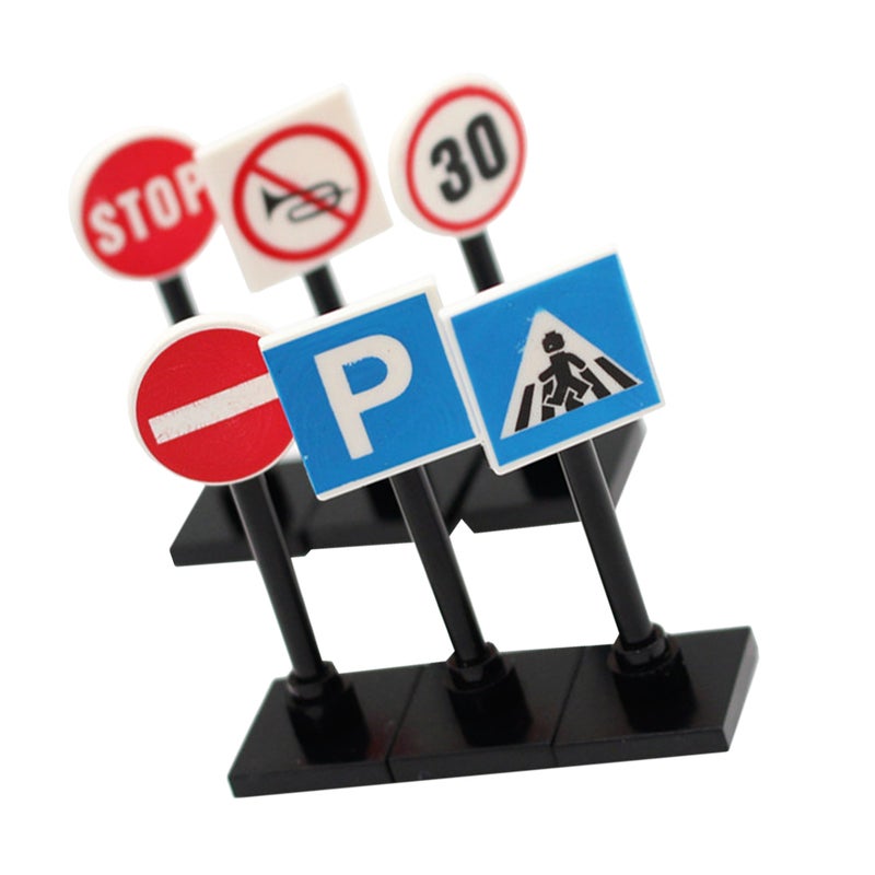 1 Set Doll House Traffic Sign Miniature Traffic Road Block Street Road Signs Playset - Image 3