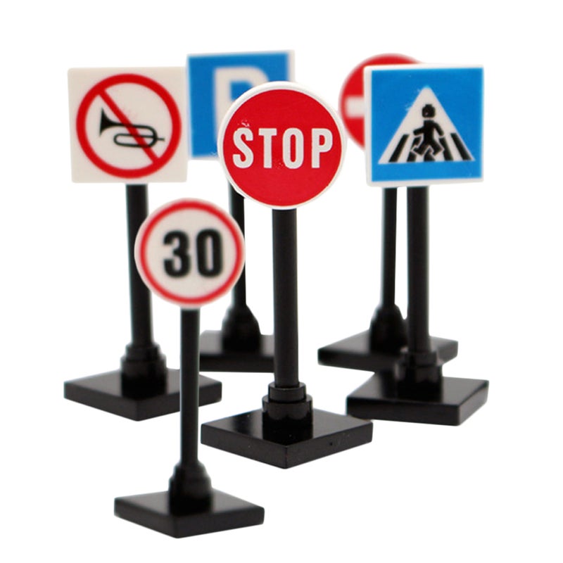 1 Set Doll House Traffic Sign Miniature Traffic Road Block Street Road Signs Playset - Image 5