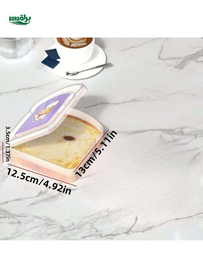 BURAQ - 1pc Transparent Toast Packaging Box, Square Sealed Plastic Lunch Box Toast Packaging Box Baking Sliced Bread Thick Slice Rolls Pastry Box, Convenient And Useful, Bringing Happiness To Life - Image 1