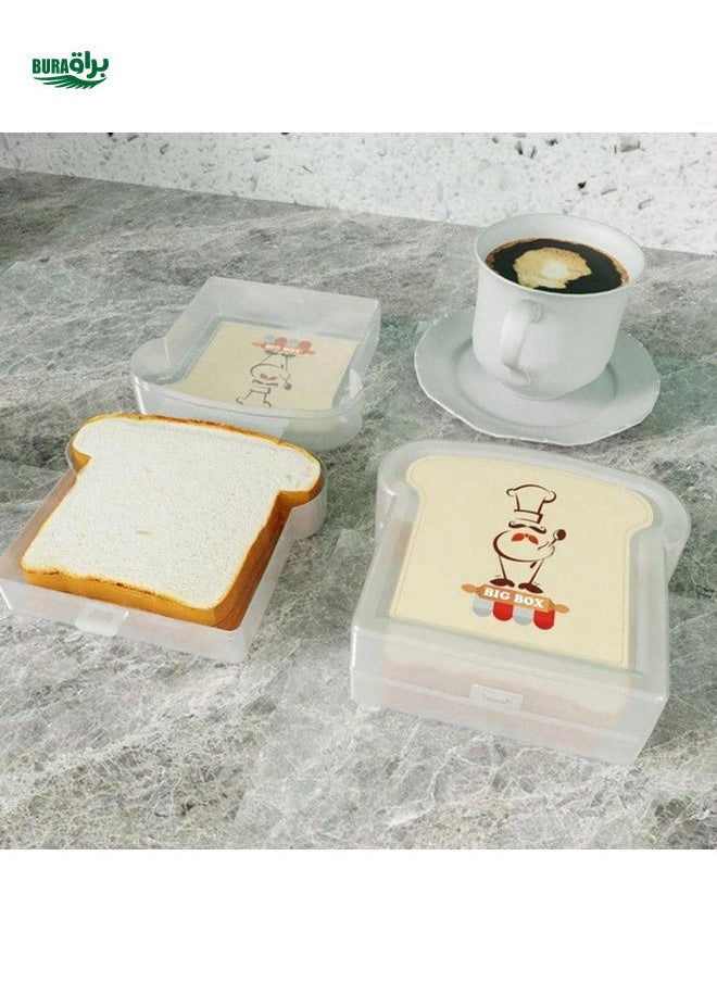 BURAQ - 1pc Transparent Toast Packaging Box, Square Sealed Plastic Lunch Box Toast Packaging Box Baking Sliced Bread Thick Slice Rolls Pastry Box, Convenient And Useful, Bringing Happiness To Life - Image 1