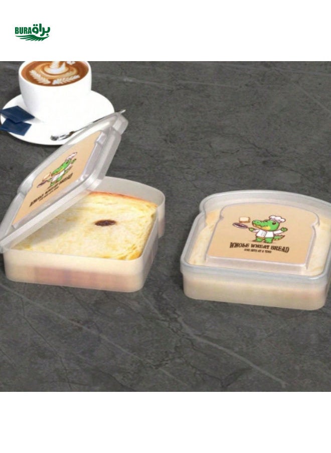 BURAQ - 1pc Transparent Toast Packaging Box, Square Sealed Plastic Lunch Box Toast Packaging Box Baking Sliced Bread Thick Slice Rolls Pastry Box, Convenient And Useful, Bringing Happiness To Life - Image 1