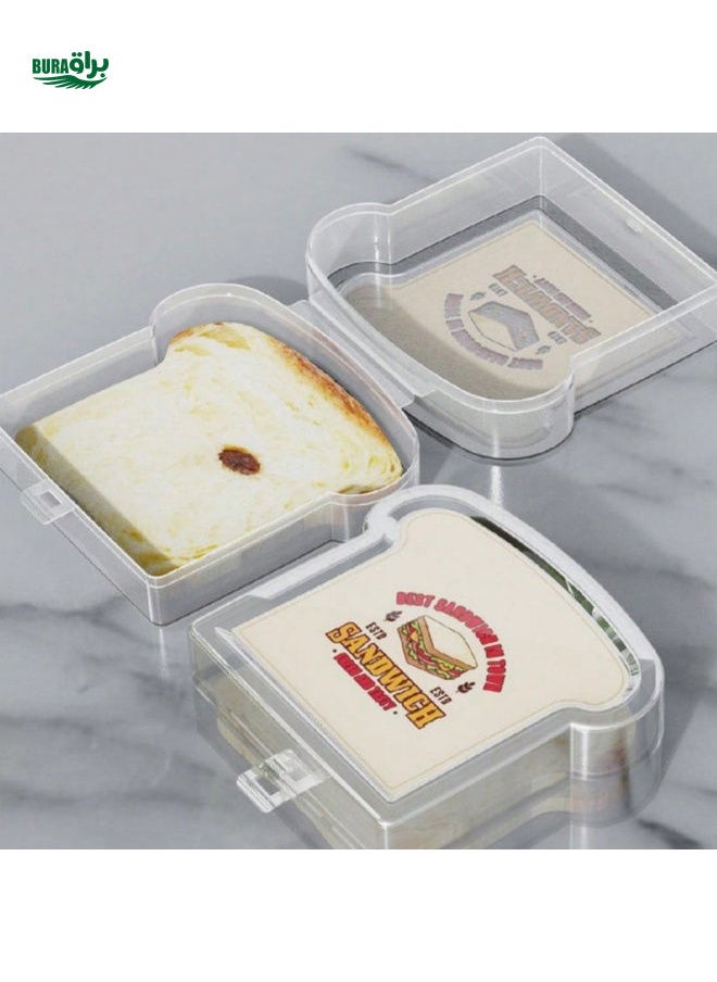 BURAQ - 1pc Transparent Toast Packaging Box, Square Sealed Plastic Lunch Box Toast Packaging Box Baking Sliced Bread Thick Slice Rolls Pastry Box, Convenient And Useful, Bringing Happiness To Life - Image 1