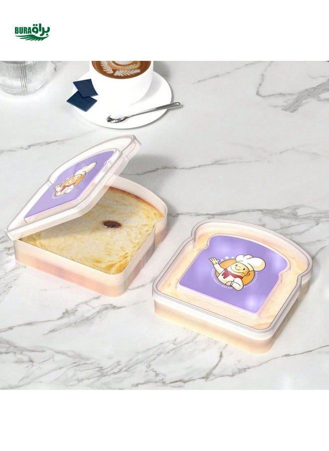 BURAQ - 1pc Transparent Toast Packaging Box, Square Sealed Plastic Lunch Box Toast Packaging Box Baking Sliced Bread Thick Slice Rolls Pastry Box, Convenient And Useful, Bringing Happiness To Life - Image 1