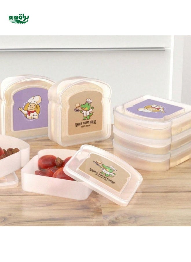 BURAQ - 1pc Transparent Toast Packaging Box, Square Sealed Plastic Lunch Box Toast Packaging Box Baking Sliced Bread Thick Slice Rolls Pastry Box, Convenient And Useful, Bringing Happiness To Life - Image 1