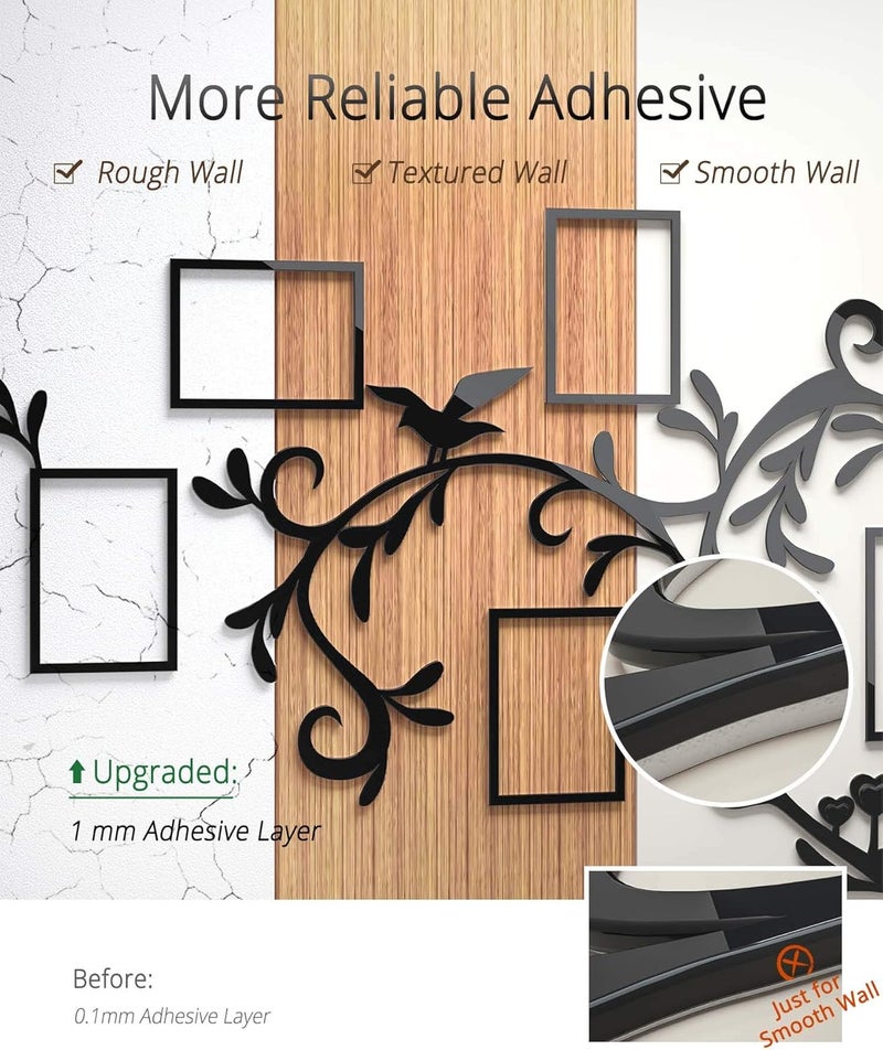 DecorSmart ديكورسمارت لوف فاميلي تري إطار صور كولاج قابل للإزالة ثلاثي الأبعاد DIY ملصقات ديكور حائط أكريليك مع اقتباس ملهم لغرفة المعيشة - Image 4