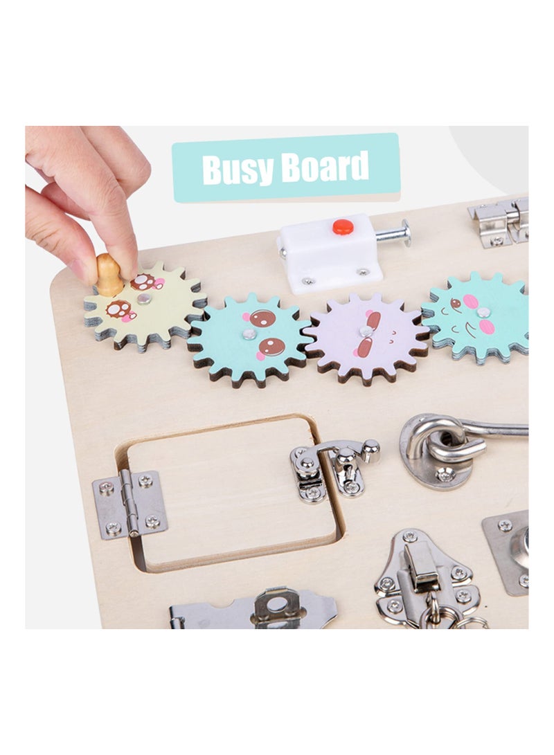 SYOSI Toddler Busy Board, Wooden Montessori Busy Board for Toddlers, Sensory Play Set, Educational Toys, Preschool Learning Activities for Age 3 Year Old, Sensory of Choice for Children with Autism  - Image 2