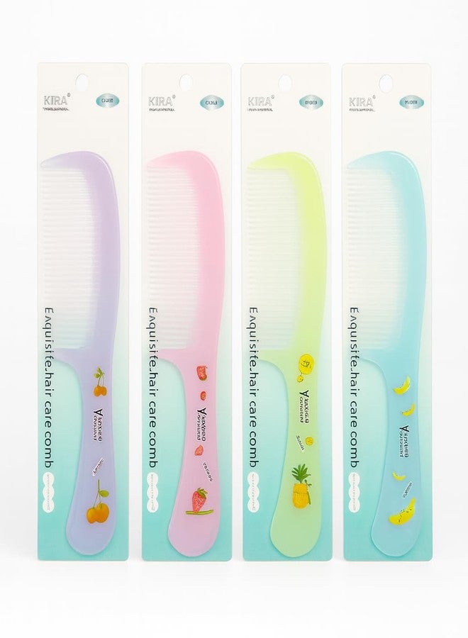 KIRA Multi-Color Comb Pack - Set of 4 Exquisite Wide Tooth Combs with Cute Fruit Patterns - Image 2