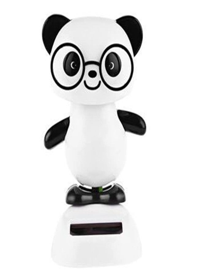 Qintreesify Black and White Solar Dancing Panda Bear Tiger - Shaking, Car Dashboard Ornament, Dancing Animal Figurine for Home Desk Decorations, Solar Power Kit - Image 1